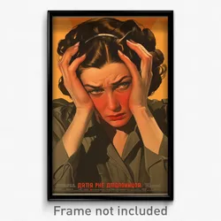 Russian Movie Poster - Woman Feeling Annoyance, Unkempt Grey Sleeves (Art Print)