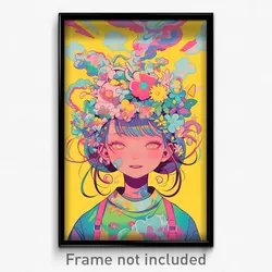 Anime Art Poster - Girl Feeling Self Motivated, Feminine Head Wreath (Print)