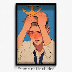 Art Poster - Man Feeling Ennui Wearing Cute Anchor Hair Ornament (Art Print)