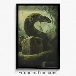 Art Poster - An Ancient Rune Inscribed On A Moss-covered Stone