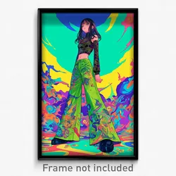 Anime Art Poster - Woman Feeling Puzzled Wearing Triangular Green Pants (Print)