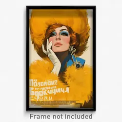 Russian Movie Poster - Girl Feeling Schadenfreude, Vivid Fur Trimmed Dress