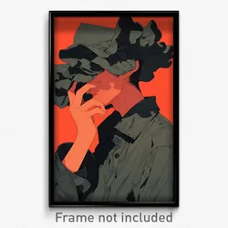 Art Poster - Man Feeling Rash Wearing Strange Frilled Hat (Print)