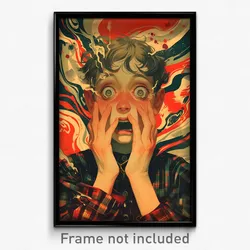 Icelandic Movie Poster - Boy Feeling Shocked, Rich Red Sleeves (Art Print)