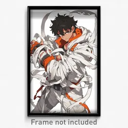 Anime Art Poster - Man Feeling Hope Wearing Jagged White Ribbon (Print)