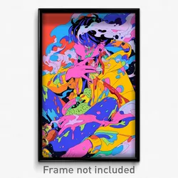 Art Poster - Multicolored Hot Dog (Psychedelic Trippy Weird 11x17 Cartoon Print)