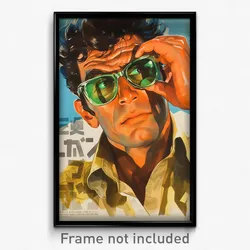 Greek Movie Poster - Man Feeling Content, Outrageous Green Tinted Eyewear
