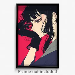 Anime Art Poster - Girl Feeling Discontentment, Prestigious Two Tone Gloves
