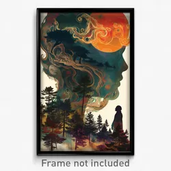 Icelandic Movie Poster - Nocturnal Forest (Iceland Retro Film Art Print)