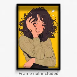 Art Poster - Woman Feeling Offended Wearing Heavenly Ribbed Shirt (Art Print)