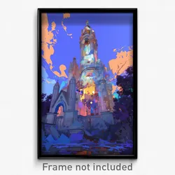 Art Poster - Muted Chateau (Psychedelic Trippy Weird 11x17 Cartoon Print)