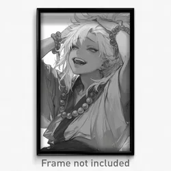 Anime Art Poster - Boy Feeling Excitement Wearing Colorless Hair Beads (Print)