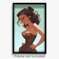 Art Poster - Girl Feeling Infuriated Wearing Crazy Brown Corset (Print)