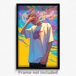 Art Poster - Man Feeling Annoyed Wearing Tremendous Clothing Aside (Art Print)