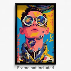 Greek Movie Poster - Boy Feeling Excited, Acclaimed Aviator Sunglasses (Print)