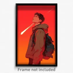 Movie Art Poster - Boy Feeling Pensiveness, Modern Brown Vest (Retro Film Print)