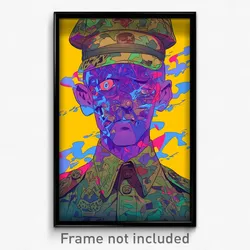 Art Poster - Man Feeling Puzzled, Sophisticated Military Uniform (Art Print)