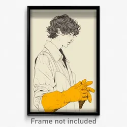 Art Poster - Man Feeling Optimistic Wearing Colorless Yellow Gloves (Art Print)