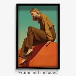 Art Poster - Woman Feeling Nervous Wearing Glorious Brown Pants (Art Print)