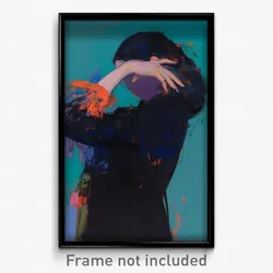 Art Poster - Woman Feeling Wrath, Glamorous Feather Trimmed Sleeves (Art Print)