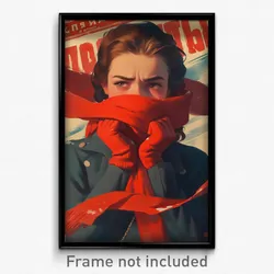 Russian Movie Poster - Girl Feeling Miserable, Striking Santa Gloves (Art Print)