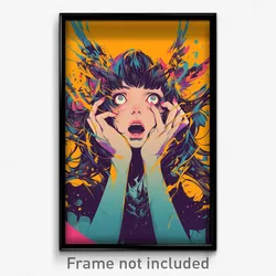 Movie Art Poster - Girl Feeling Shocked Wearing Fluid Wings (Retro Film Print)
