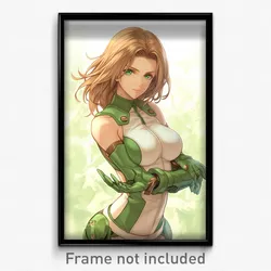 Anime Art Poster - Woman Feeling Worthy Wearing Magnificent Green Gloves (Print)