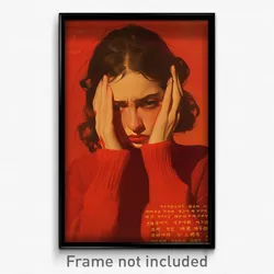 Greek Movie Poster - Girl Feeling Dejection, Stunning Red Sweater (Art Print)