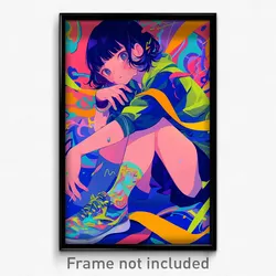 Anime Art Poster - Girl Feeling Mystified Wearing Athletic Yellow Ribbon (Print)