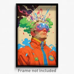 Movie Art Poster - Man Feeling Negative, Odd Brown Headwear (Retro Film Print)