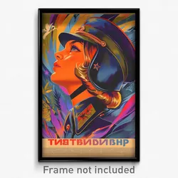 Russian Movie Poster - Woman Feeling Kind, Voluminous Peaked Cap (Art Print)