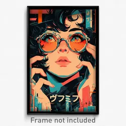 Movie Art Poster - Woman Feeling Amazement, Pretty Grey Framed Eyewear (Print)
