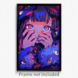Anime Art Poster - Girl Feeling Shy Wearing Animated Fur Trimmed Cape (Print)