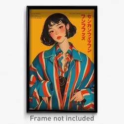 Thai Movie Poster - Woman Feeling Nostalgic, Multicolored Striped Jacket (Print)