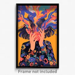 Anime Art Poster - Woman Feeling Contempt, Flowery Adjusting Clothes (Print)