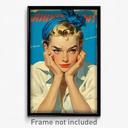 Russian Movie Poster - Girl Feeling Impatient, Scholarly Blue Scrunchie (Print)