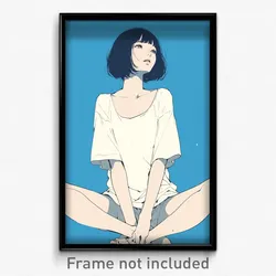 Anime Art Poster - Woman Feeling Restlessness, Animated White Pants (Print)