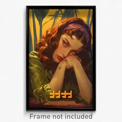 Hebrew Movie Poster - Woman Feeling Bored, Webbed Green Socks (Israel Art Print)
