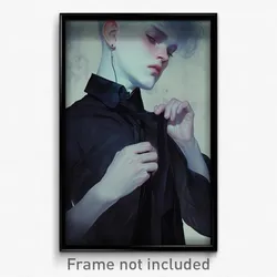Art Poster - Boy Feeling Guilt Wearing Carefree Black Necktie (Art Print)