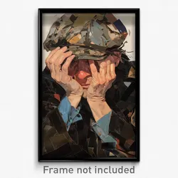 Art Poster - Man Feeling Shameless Wearing Tattered Brown Headwear (Art Print)