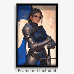 Art Poster - Woman Feeling Helpless Wearing Agile Blue Armor (Art Print)