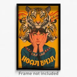 Russian Movie Poster - Woman Feeling Resentment, Artistic Tiger Costume (Print)