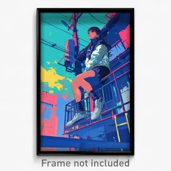 Art Poster - Girl Feeling Dispirited Wearing Slim Naval Uniform (Print)