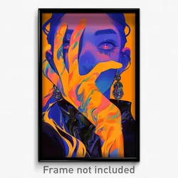 Anime Art Poster - Woman Feeling Scorn Wearing Vibrant Orange Gloves (Print)