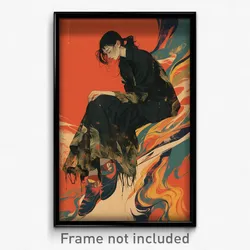 Greek Movie Poster - Woman Feeling Restlessness, Ragged Clothes Lift (Art Print)