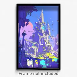 Art Poster - Heavenly Castle (Psychedelic Trippy Weird 11x17 Cartoon Print)
