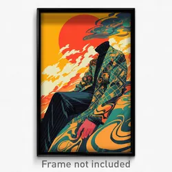 Movie Art Poster - Man Feeling Relaxed, Feminine Sleeveless Coat (Film Print)