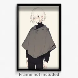 Anime Art Poster - Boy Feeling Sentimentality, International Grey Capelet