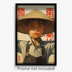 Vietnamese Movie Poster - Boy Feeling Satisfaction, Shady Hat Bow (Art Print)