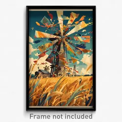 Hebrew Movie Poster - Unusual Windmill (Israel Psychedelic Art Retro Film Print)